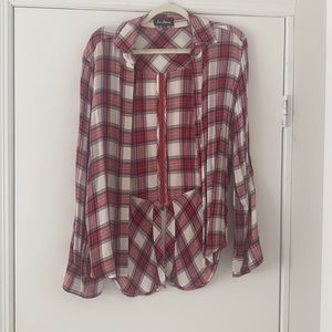 Sam Edelman oversized plaid top with functional zipper